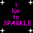 Black background with white star shapes and pink text reading 'i luv to SPARKLE' in two vertical