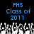 Blue pixelated text 'FHS Class of 2011' appears twice on a black background above grayscale crowd silhouettes.