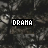 Static pixel art icon with bold white text 'DRAMA' on a black rectangular background, set against a dark gray pixelated backdrop.