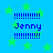 Blue background with green stars and four identical showing 'Jenny' text between dotted lines