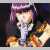 Pixelated figure with purple hair and light-colored clothing against a dark background with warm-toned elements.