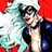 Pixelated image of a character with dark hair and glasses, wearing a black jacket over a light shirt, against red and white background elements.