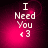 Pixelated text "I Need You <3" on a pink-to-black gradient background with subtle light effects.