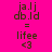 Pixelated text and symbols on a bright pink background with two identical static frames showing 'ja.lj db.ld = lifee <3' in dark brown.