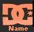 Pixelated icon with peach background showing two dark brown 'I' shapes and a small vertical dot between them, below which is the word 'Name' in stylized letters.