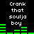 Black background with white text reading 'Crank that soulja boy' and green horizontal bars changing height across two