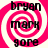 Four identical display a pink and white spiral background with black text reading bryan, mark, gore in vertical alignment