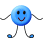 cartoon characters with round heads and stick limbs in blue, pink, and red hues on a gray background