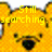 Yellow cartoon bear face with black nose and eyes, displaying text 'Still searching', then '+ my', then 'Honey <3'