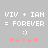 Pixelated text reads 'VIV + IAN = FOREVER' with a smiley face and five pink stars on gray background.