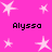 Pink background with white star shapes and black text reading 'Alyssa' in four positions.