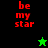 Red text 'be my star' on black and green backgrounds with a small green star icon above a larger black star icon.