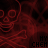 Red skull and crossbones pattern with repeated 'HY CHEN' text in white, black, and gray on a dark red background.