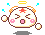 Pixelated cartoon character with angel wings, halo, and pink cheeks in two expressions: open mouth on left, closed mouth on right.