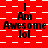 Red background with white checkered pattern and repeated text "I Am Awesome lol" in black font across multiple