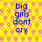 Yellow background with pink hexagonal pattern, blue text "big girls dont cry" arranged vertically in four , no visible animation changes