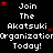 Pixelated text repeats 'Join The Akatsuki Organization Today!' with red stars on black background, arranged in a pattern