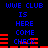 Blue and red pixelated text on black background reads "WWE CLUB IS HERE COME CHECK" with horizontal red bars in two