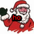 Santa Claus figure in red suit with white trim waves while holding a dark green mitt, text changes from 'ho' to 'MERRY XMAS'