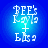 Pixelated white text 'PEE's' and 'K' with plus sign and 'E' on blue gradient background