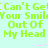 Green pixelated text repeats 'Can't Get Your Smile Out Of My Head' across a light cyan background with pink star accents.