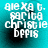 Four identical cyan background display white pixelated text reading 'alexat. sarita christie bffis' with slight variations in text clarity and background blur