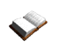 A book with brown cover and white pages opens from closed to fully open, then closes back to closed, all in a single animation sequence.