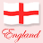Static pixel art of a white rectangle with red cross, below which is stylized red text reading "England" on light pink background.
