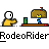 Animated contact sheet showing a yellow stick figure interacting with mailboxes in multiple frames, including text elements like "TAKE THE BULL" and "50 CENTS" on green panels.