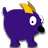 Static pixel art icon of a purple cartoon animal with a yellow crown-like shape on its head, white eyes with black pupils, and a black nose against a gray background.