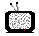 Pixelated TV icon with black frame, two antennae, and red indicator light; screen displays static noise in three variations.