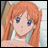 A split-frame contact sheet showing an anime-style character on the left and pixelated text on a black background on the right, with visible animation frame differences between sampled frames.