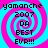 Four identical pixelated icons arranged in a , each featuring a pink and cyan spiral background with black text reading 'yamanche', '2007', 'DA', 'BEST', 'EVR!!!'