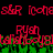 Red pixelated text repeats across a black background with green foliage at the bottom, showing animation where red letters shift horizontally.