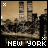 Animated contact sheet of New York cityscape icon with changing text and border elements across 8 frames