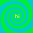Four identical spiral patterns arranged in a , each containing the text 'hi' at its center