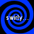 Four identical blue and black spiral patterns arranged in a , each containing the text "swirly..." in white pixelated font