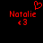 Red pixelated text 'Natalie' with a red heart symbol above and '<3' below on black background.