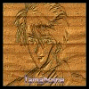Wooden-textured screen with character illustration on left and text block on right, featuring 'Tamahome' and 'Pine Wood' labels.