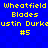 Static blue background with yellow pixelated text arranged in two identical vertical , each containing four lines of text and a number symbol