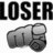 Black text "LOSERLOSER" above two fists, with "LOSER" below, all in bold sans-serif font on white background.