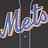 Pixelated blue and orange text on dark background with vertical lines, appearing as stylized 'Nico' with rounded letterforms and gradient shading.