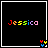 Two side-by-side pixel art display the name 'Jessica' with distinct color treatments and bottom-right corner symbols