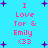 Pixelated text on cyan background with purple stars, showing 'I Love Tor & Emily <33' in pink and red, with animation changes in text size and star positions.
