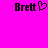 Pixelated text 'Brett' appears twice on a bright pink background, with the left instance accompanied by a pixelated heart symbol.