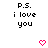 Pixelated text and heart symbols arranged in a pattern on white background