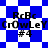 Blue and white checkered background with black text reading "RcBc CrOwLeY #4" in four identical arranged in a