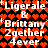 Pixelated red heart pattern background with white text overlays reading 'Ligerale', 'Brittany', '2gether', and '4ever' in two identical horizontal sections.