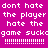 Pixelated text on a magenta background with green highlighted sections displaying phrases about game and player sentiment.