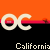 Animated contact sheet showing sequential frames of a buddy icon with repeating 'OC' text, orange and black background, and evolving heart symbols beneath the text.